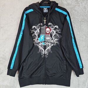 Avirex Iconic Resilience & Style Embroidered Hoodie Mens M Full Zip Skull Crest